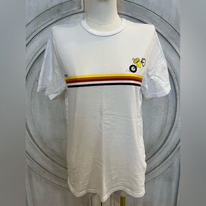 Oakley White Tee with Multicolor Stripe and Graphic NWOT
